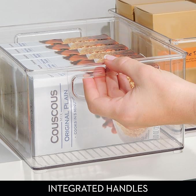 iDesign Stackable Pantry Bins with Handles, 4 Different Sizes, 4 Pack, Clear, Made in USA