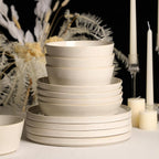 Stone Lain Claire 24-Piece Dinnerware Set Stoneware, Plates and Bowls Set, Dishwasher and Microwave Safe, Dish Set for 8, White