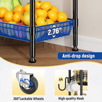 7 Tier Wire Shelving Unit with Wheels 72" H Adjustable Basket Shelf Storage Shelves with Hooks for Kitchen Bathroom Garage Closet Laundry Room Organization 72" H x 24" W x 14" D, Black