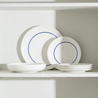 Stone Lain Luna 12-Piece Porcelain Dinnerware Set, Plates and Bowls Set, Dish Set for 4, Blue