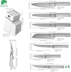 FULLHI 14pcs Knife Block Set, Dishwasher Safe Kitchen Knife Set with Built-in Sharpener, Stainless Steel Chef Knives Set with Knife Holder Kitchen Scissors