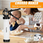 Churro Maker Kit, Hollow Churro Machine, Churro Maker Gun with Piping Bag and 2 Cleaning Brushes, 5 Nozzles for Various Shapes, Máquina para Hacer Churros, Perfect Gift