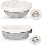 Sourdough Proofing Basket, 9" Round & 10" Oval Cotton Rope Banneton Basket Set with Washable Liners & Covers Artisan Bread Baking Supplies, Banneton Bread Proofing