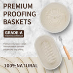 Bread Proofing Basket Set, Round 9 Inch and Oval 10 Inch Banneton Bread Bowl, Sourdough Bread Making Supplies Tools with Bread Lame, Danish Whisk, Bowl Scraper, Sourdough Scraper, Liners