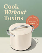 Caraway Stock Pot - 12 Qt Ceramic Coated With Lid - Free From Forever Chemicals - Large for Bigger Batches - Navy