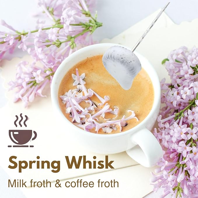 Milk Frother Handheld with 3 Stainless Steel Whisks, Rechargeable Electric Drink Mixer with Stand & Travel Case, Milk Foamer for Coffee, Latte, Cappuccino, Hot Chocolate, Egg,Jam Supplement-Purple