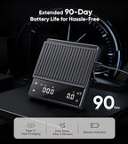 Rechargeable Coffee Scale with Timer, Mini Espresso Scale 2kg/0.1g High Precision Scale for Espresso & Pour-Over Coffee, Portable Digital Food Kitchen Scale