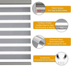 Persilux Cordless Zebra Blinds for Windows Shades (35.5" W x 64" H, Grey) Dual Layer Fabric Light Control for Day and Night Room Darkening Sheer Roller Shades for Home, Bedroom and Office