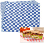 PATIKIL 8.7" x 8.7" Waxed Paper Sheets, 100Pcs Square Pattern Oil-absorbing Dry Food Wrapping Paper for Bakery Coffee Shop Home Baking Kitchen DIY, Blue