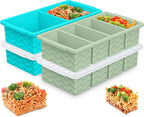 Silicone Freezer Molds for Soup with Lid, 1-Cup & 2-Cup Large Ice Cube Trays Food Storage Containers for Meal Prep, Freeze 250mL/125mL Portions – 2 Pack (1-Cup Green&2-Cup Blue)