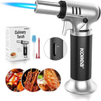 Kollea Butane Torch Lighter, Mini Kitchen Cooking Torch Lighter with Fuel Gauge & Continuous Flame Lock & Nozzle, Culinary Blow Creme Brulee Torch for Baking Food Desserts (Butane Gas Not Included)