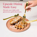 Prestee 120 Gold Plastic Cutlery Set - 40 Forks, 40 Spoons, 40 Knives - Heavy Duty Disposable Flatware