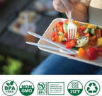 100%Compostable No Plastic Knives Disposable Forks Spoons Plastic Utensils, The Heavyweight Heavy Duty Flatware is Eco Friendly Products for Lounge Party Wedding BBQ Picnic Camping [150 Count]