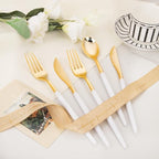 I00000 60 Pcs Gold Plastic Silverware - Heavy Duty Plastic Cutlery -Party Disposable Silverware Set，Disposable Cutlery Set Includes 20 Forks, 20 Knives, 20 Spoons Perfect for Wedding