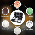 Rose Ice Cube Tray,ZACHDEE 2" Flower Silicone Ice Cube Tray With Covers,6 Easy Release Large Ice Ball for Cocktails, Drinks, Whiskey, Bourbon & Homemade Juice