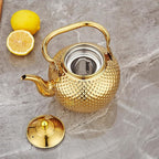 SANQIAHOME 1500ml teapot with Infuser stainless steel Water Boilers lifting handle Tea Maker Water Kettle for Induction/Gas gold