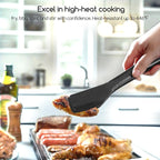 SOLEADER 11 Inch Silicone Tongs for Cooking Heat Resistant, Lightweight Non-Scratch Stainless Steel, Kitchen & BBQ Tools with Silicone Tips for Flipping Fish, Steak, Toast & Bread (2-Pack)