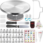 237 Pcs Cake Decorating Kit with Aluminium Alloy Rotating Cake Turntable,Cake Leveler,24 Numbered Icing Tips,2 Coupler,2 Spatulas,3 Comb Scrapers,100 Disposable Pastry Bags