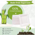 ECOLipak 10 Inch Square Paper Plates, 300 Pack Compostable Heavy Duty Biodegradable Paper Plates, Made from Sugarcane, Eco Friendly White Disposable Plates for Party, Dinner