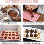 2 Pack Cowboy Chocolate Molds, Western Theme Silicone Mold Baking with Cowboy Hat, Cowboy Boot and Horse, Suitable for Making Chocolate, Candy, Cakes, Cupcakes (Pink-Christmas-2PCS)