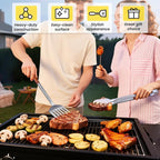 4PCS Grilling Accessories Rose Wooden BBQ Grilling Tools Set, Heavy Duty Stainless Steel Barbecue Grill Tools Kit with Spatula, Clips, Brushes, Forks for Outdoor Grill, BBQ Gift for Men and Women