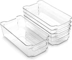 BINO | Stackable Storage Bins, Medium - 4 Pack | The Stacker Collection | Clear Plastic Storage Bins | Organization and Storage Containers for Pantry & Fridge | Multi-Use Organizer Bins | BPA-Free