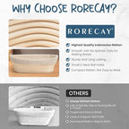 Rorecay Banneton Bread Proofing Baskets Set of 2, 9 Inch Round Cane Sourdough Bread Rising Basket Bowls with Sourdough Bread Making Tools Baking Supplies for Sour Dough Proofing Fermentation