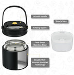 2 - in - 1 Soup Thermo for Hot Food 14oz with Snack Box Container Leak Proof Insulated Lunch Container Kids and Adults Stainless Steel Double Wall Vacuum Wide-mouth Thermal with Spoon and Handle