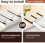 Pull Out Drawers for Cabinets, 1 Pack Slide Out Drawer Expandable Width (10"-16") and Depth (17"-25") with 3 Slide Rails, Fixed with Adhesive Film or Nail for Cabinets in Kitchen, Pantry or Bathroom