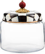 MACKENZIE-CHILDS Courtly Check Kitchen Canister, Decorative Black-and-White Glass Storage Jar with Lid, Medium