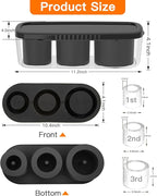 Ice Cube Tray for Tumbler Cup 30Oz-40Oz, 3 Pcs Silicone Cylinder Ice Mold with Lid and Bin for Freezer, Easy Fill and Release Ice Maker for Whiskey, Cocktail BPA-Free (Black, 40Oz)