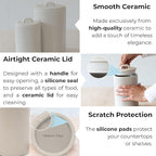 Ceramic Food Storage Jars, 37 Oz, Airtight Lid Handle,Kitchen Canisters for Grounds Coffee, Coffee Pods, Tea, Flour, Sugar, Rice, Pantry Organization or Kitchen Countertop Containers set