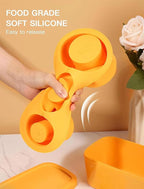 Ice Cube Tray for Stanley Cup, Silicone Ice Mould with Lid & Bin, Long Ice Cubes for 30-40Oz Tumbler, Easy Fill & Release, Perfect for Cocktails, Whiskey, Iced Coffee, Drinks, BPA Free (Yellow)