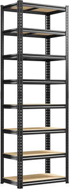 8 Tier Storage Shelves, Shelving Unit Load 400LBS Per Shelf, Adjustable and Divisible Garage Shelving, Shelving Units and Storage for Laundry Room, Pantry, Kitchen, Closet, 21.6"W x 11.8"D x 84"H