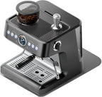 Chefman Crema Deluxe Espresso Machine with Double Boiler, Use Milk Frother and Brew Espresso Simultaneously, Professional Coffee Maker with Coffee Grinder and Steam Wand, 30 Grind Settings