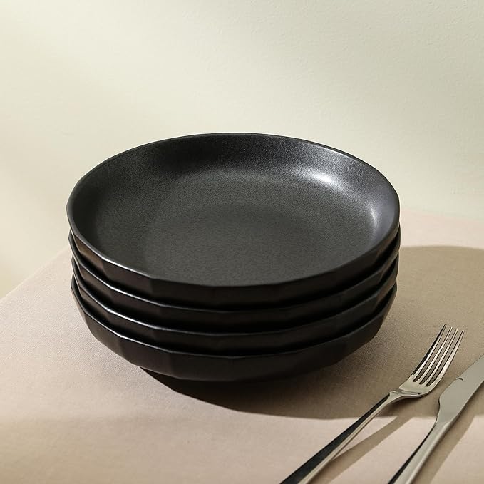 Stone Lain Rio 4-Piece Pasta Bowl Set Stoneware, Black