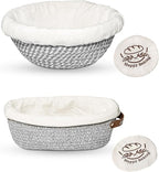 Sourdough Bread Baking Supplies - 9" Round & 10" Oval Banneton Bread Proofing Baskets with Washable Liners and Covers for Artisan Homemade Bread