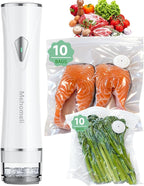 Compact Vacuum Sealer for Food (Vacuum Sealer Machine + 20 Reusable Vacuum Bags), Powerful Handheld Vacuum Sealer Machine, Seal Food 6X Fresh Longer, Portable & Wireless, Easy-Clean