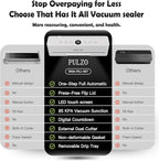 PULZO True-Auto Vacuum Sealer Machine, 85KPa Vacuum Sealer for Food with Digital Countdown, LED Smart Touch, External Sliding Blade, Dry/Moist Mode, Removable Drip tray, Complete Starter Kits