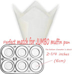 Jumbo Extra Large size White Tulip Baking Cups 2-1/4"(Base diameter) x 3-3/4"(Wall height) Greaseproof paper baking cupcake Muffin liners, Case of 130 pcs