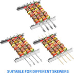 Kabob Skewers Stainless Steel Long BBQ Barbecue Skewers, Flat Metal Kebob Sticks Wide Reusable Grilling Skewers for Meat Chicken,Set of 9 Including 2 barbeecue rack with Storage Bag
