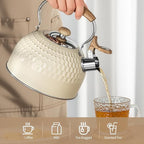 Stovetop Tea Kettle - 2.1 Quart Whistling Tea Pot for Stove Top, Premium Stainless Steel Teapot for All Stovetops | Elegant Design & Heat-Resistant Handle