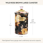 MACKENZIE-CHILDS Enamel Canister, Kitchen Storage Container with Lid, Large, Wild Rose Brown
