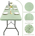 10 Pack Fitted Tablecloth for 6 Foot Rectangle Tables, Sage Green Elastic Outdoor Picnic Table Cover, Washable Stretch Folding Table Cloths 6 ft for Camping Party Patio Kitchen Banquet, 30" W x 72" L