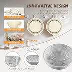 Sourdough Starter Kit, 26PCS Sourdough Bread Baking Supplies, Including a Sourdough Starter Jar (34OZ), Silicone Banneton Bread Proofing Basket Set of 2 (Silver cover, Large glass mouth)