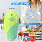 HuiJuKeJi Electric Can Opener, Rechargeable Automatic Can Opener for Seniors with Arthritis, One-Touch Hands-Free Can Opener for Almost Can Sizes, Smooth Edge & Food-Safe Kitchen Gadgets-Green