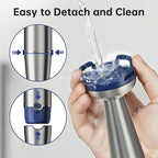Immersion Blender Handheld Corded Hand Blenders Set 1100W, Trigger Variable Speed 5 in 1 Stick Emulsifier with Chopper, Whisk and Frother for Soup, Baby Food and Smoothies, Navy Blue