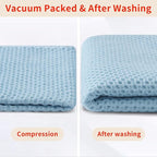 Homaxy 100% Cotton Waffle Weave Kitchen Dish Towels, Ultra Soft Absorbent Quick Drying Cleaning Towel, 13 x 28 Inches, 8-Pack, Sky Blue
