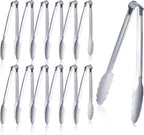 12 pieces Buffet Tongs 9'' Inches Serving Tongs Heavy Duty Stainless steel Kitchen and BBQ Utility Tong (Silver, 9inch)