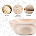 Proofing Baskets for Sourdough Bread Making, Dough Proofing Bowls Kit with Cloth Liner + Scoring Lame + Scraper for Professional & Home Sourdough Bakers (Round,8.5 inch,Set of 2)
